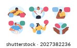 set of confused pensive people... | Shutterstock .eps vector #2027382236