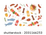 set of grilled food for bbq... | Shutterstock .eps vector #2031166253