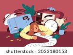 busy person overloaded with... | Shutterstock .eps vector #2033180153