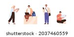 set of people using different... | Shutterstock .eps vector #2037460559