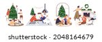 christmas set with happy... | Shutterstock .eps vector #2048164679