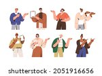 happy people pointing at smth... | Shutterstock .eps vector #2051916656