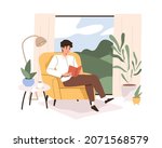 person reading book  sitting in ... | Shutterstock .eps vector #2071568579