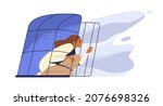 person opening cage to become... | Shutterstock .eps vector #2076698326