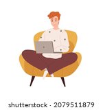 happy person with laptop... | Shutterstock .eps vector #2079511879