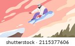 person jumping on snowboard ... | Shutterstock .eps vector #2115377606