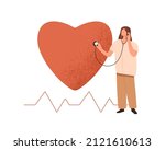 cardiologist checking heart... | Shutterstock .eps vector #2121610613