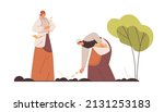 medieval peasants working at... | Shutterstock .eps vector #2131253183
