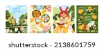 happy easter cards set.... | Shutterstock .eps vector #2138601759