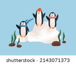 Cute Penguin Family In Winter....