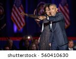 Small photo of U.S. President Barack Obama and his wife Michelle acknowledge the crowd after President Obama delivered a farewell address at McCormick Place in Chicago, Illinois, U.S. January 10, 2017.