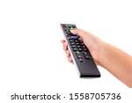 Woman Hand Using Tv Remote...