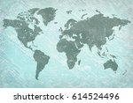 world on grainy plaster... | Shutterstock . vector #614524496