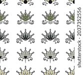 lotus drawing seamless pattern. ... | Shutterstock .eps vector #2037352556