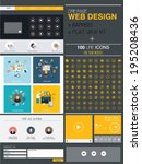 website design template and set ... | Shutterstock .eps vector #195208436