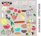set of naive flat food icons.... | Shutterstock .eps vector #199076606