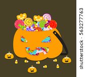 halloween jack o lantern bucket ... | Shutterstock .eps vector #563277763