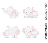 Elephant Mom And Baby. Vector...