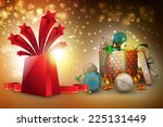 new year gift box with bubbles | Shutterstock . vector #225131449