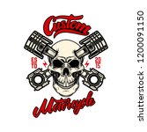 custom motorcycle. skull with... | Shutterstock .eps vector #1200091150