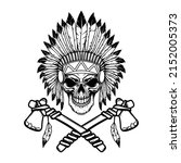 native american skull in... | Shutterstock .eps vector #2152005373