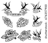 set of tattoo templates with... | Shutterstock .eps vector #676357900