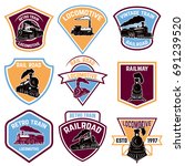 set of emblems with vintage... | Shutterstock .eps vector #691239520