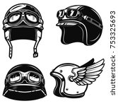 set of racer helmets on white... | Shutterstock .eps vector #753325693