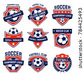 set of soccer  football emblems.... | Shutterstock .eps vector #784425493