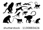 Set Of Monkey Silhouette Vector ...