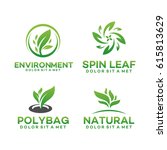 set of fresh nature leaf logo ... | Shutterstock .eps vector #615813629