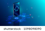 smartphone with digital logo... | Shutterstock .eps vector #1098098090