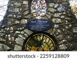 Small photo of LLANYSTUMDWY, WALES UK – NOVEMBER 21: Liberal Prime Minister David Lloyd George plaque. Designed by Clough Williams-Ellis. Llanystumdwy , Criccieth, North Wales, UK, landscape Gwynedd, United Kingdom