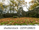 Small photo of LLANYSTUMDWY, WALES UK – NOVEMBER 21: Liberal Prime Minister David Lloyd George Grave from behind. Designed by Clough Williams-Ellis. Llanystumdwy , Criccieth, North Wales, UK, landscape Gwynedd, UK