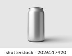 350ml Energy drink soda can mockup template isolated on light grey background. High resolution.