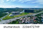 Small photo of BH, Minas Gerais, Brazil - 12, 2022: Aerial view of the City Administration state government of Minas Gerais, Project Brazilian architect Oscar Niemeyer. Administration city view on a beautiful day.