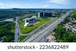 Small photo of BH, Minas Gerais, Brazil - 12, 2022: Aerial view of the City Administration state government of Minas Gerais, Project Brazilian architect Oscar Niemeyer. Administration city view on a beautiful day.