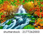 Waterfall In Colorful Forest....
