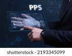 Small photo of Business, Technology, Internet and network concept. Financial Graph. Stock Market chart. Young businessman working on a virtual screen of the future and sees the inscription: PPS