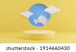 3d render of yellow podium with ... | Shutterstock . vector #1914660430