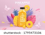 cold pressed pineapple juice ad ... | Shutterstock .eps vector #1795473106
