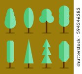 vector set of simple tree icons ... | Shutterstock .eps vector #594246383
