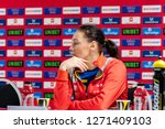 Small photo of Paris, France - December 16,2018: The handball player GEIGER Melinda Anamaria at press conference after the game between Romania and Holland at 2018 Women's EHF EURO - 3rd Place Final.