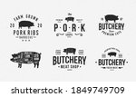 pork  pig logo set. vintage... | Shutterstock .eps vector #1849749709