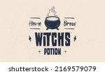 halloween vintage label. witch... | Shutterstock .eps vector #2169579079
