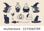 vintage witch icons set.... | Shutterstock .eps vector #2173360789
