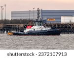 Small photo of THURROCK, ESSEX, UK - SEPTEMBER 27, 2023: Boluda Towage Europe's VB Ambition, a 70 to 100 tons bollard pull tug, moored at Thames Haven, by the Petroplus Corytown and London Gateway complexes.