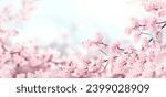 Horizontal banner with sakura...