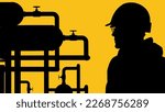 Worker Silhouette. Oil And Gas...