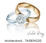 wedding rings of gold  silver ... | Shutterstock .eps vector #763854220